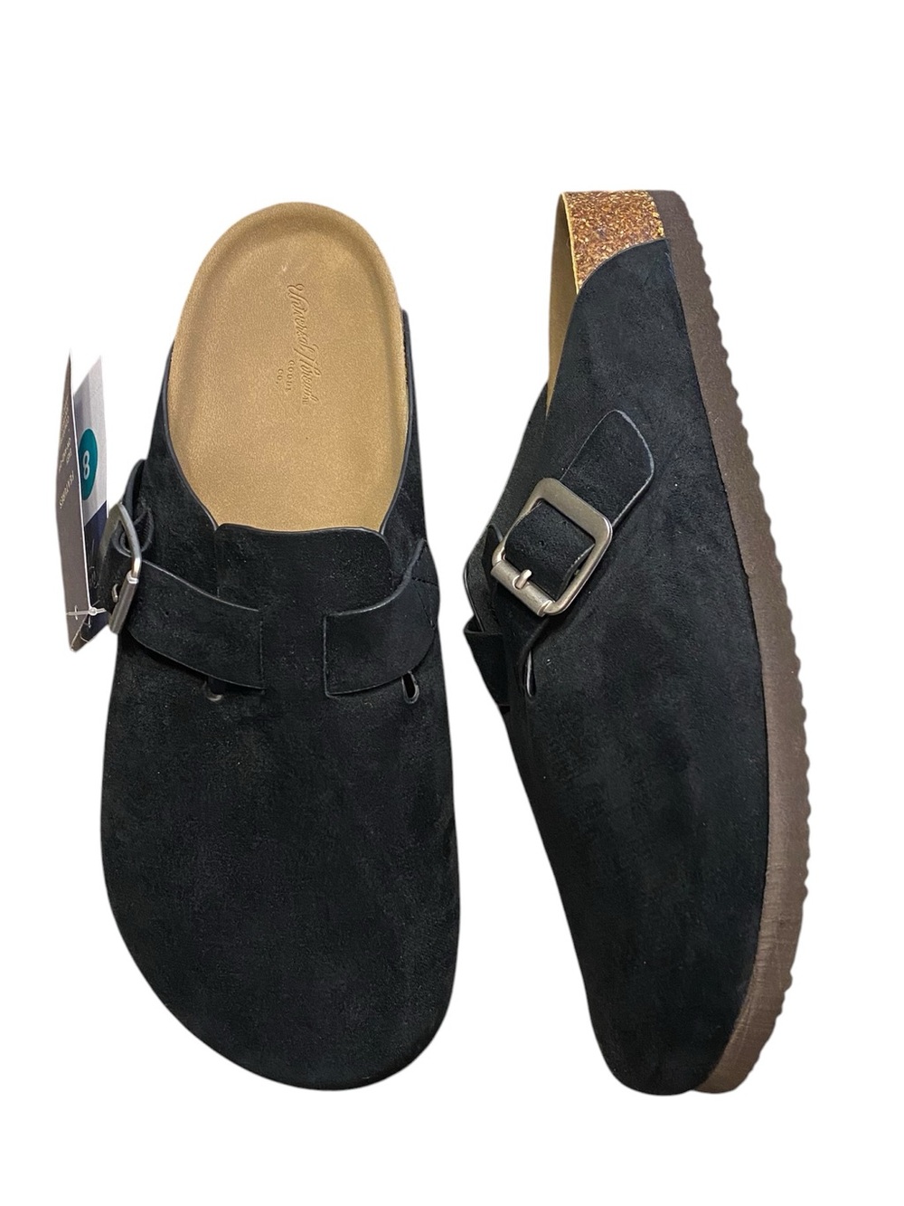 Universal Thread Black Suede Buckle Clogs Mules Size 8 NWT